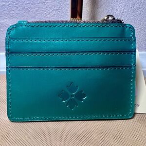 NWT Patricia Nash Cassis Leather ID Wallet- Aqua Green